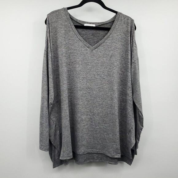 Gilli Lucy Cold Shoulder Long Sleeve V Neck Top Tunic Gray 1X - Picture 1 of 11